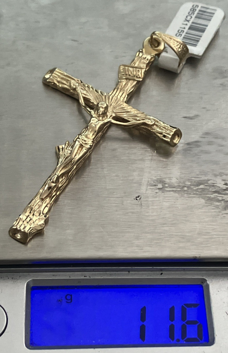 14kt Solid Real Gold Crucifix 11.55 Grams Jesus Cross – Hallmark RL Bolivia 14k