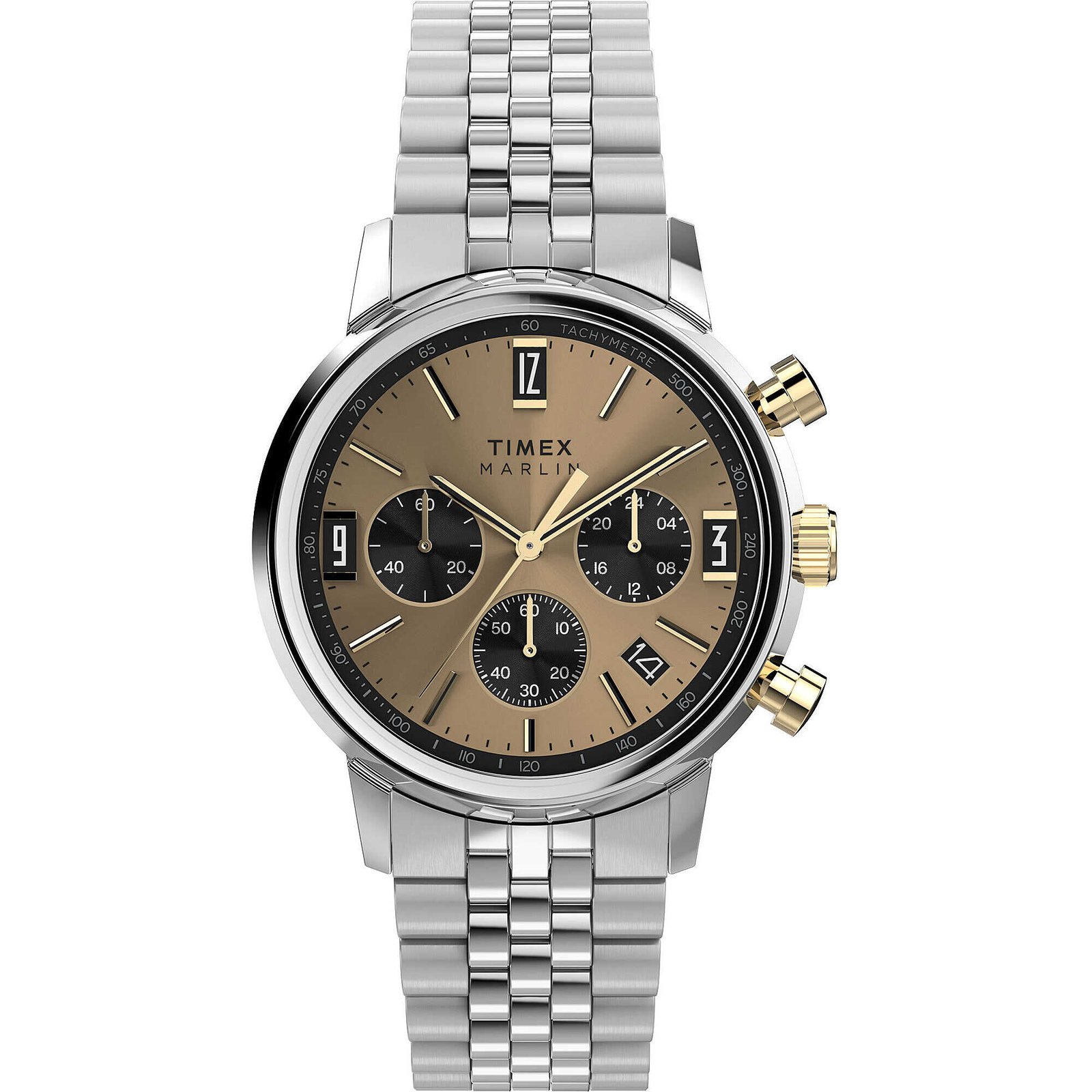 Mens Wristwatch TIMEX MARLIN TW2W60100 Chrono Stainless Steel Champagne