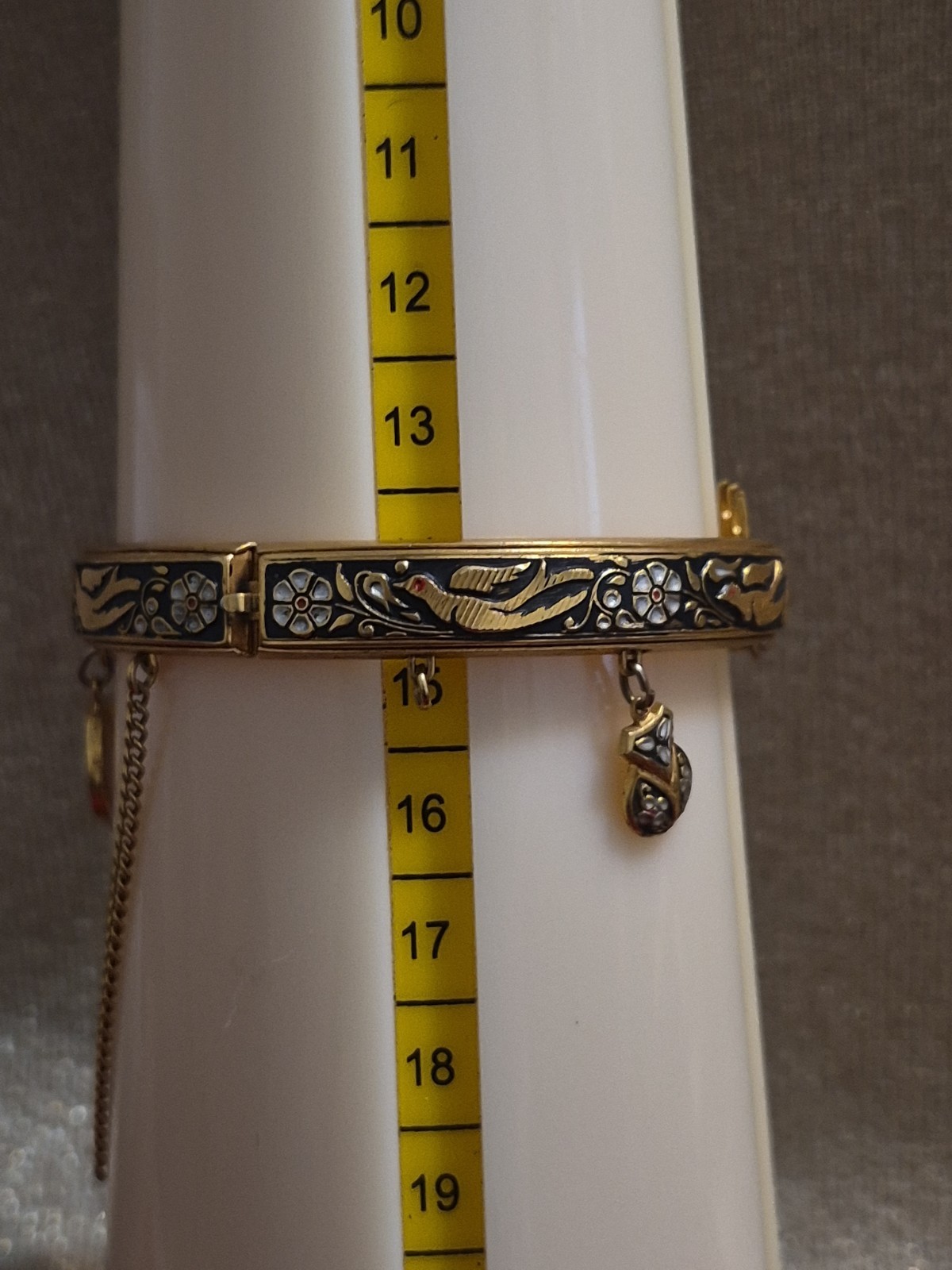Toledo Damascene Hinged Bangle Bracelet Spanish Charm Flamenco Guitar