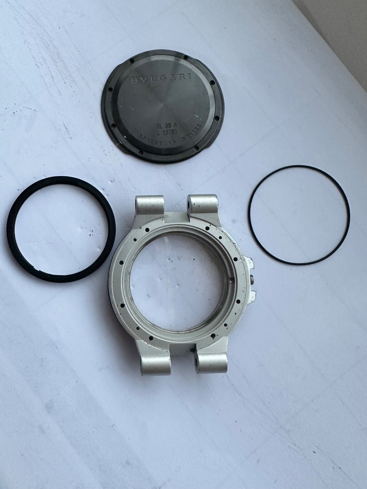 Bvlgari AL 38 A Aluminium Watch Case Complete + Crown – Genuine