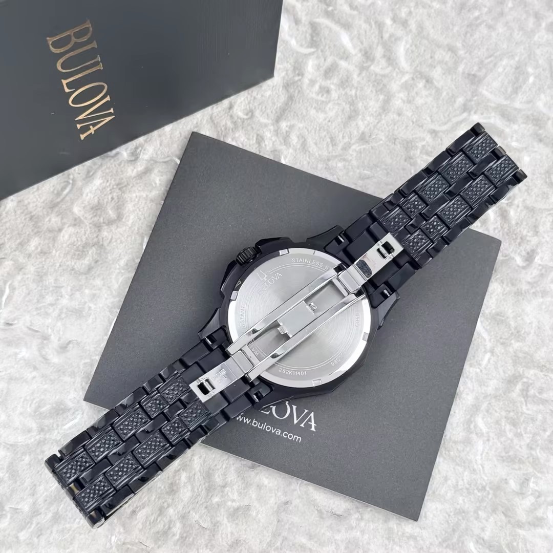 Bulova Octava Black Crystal Stainless Steel Men’s Chronograph Watch 98C134
