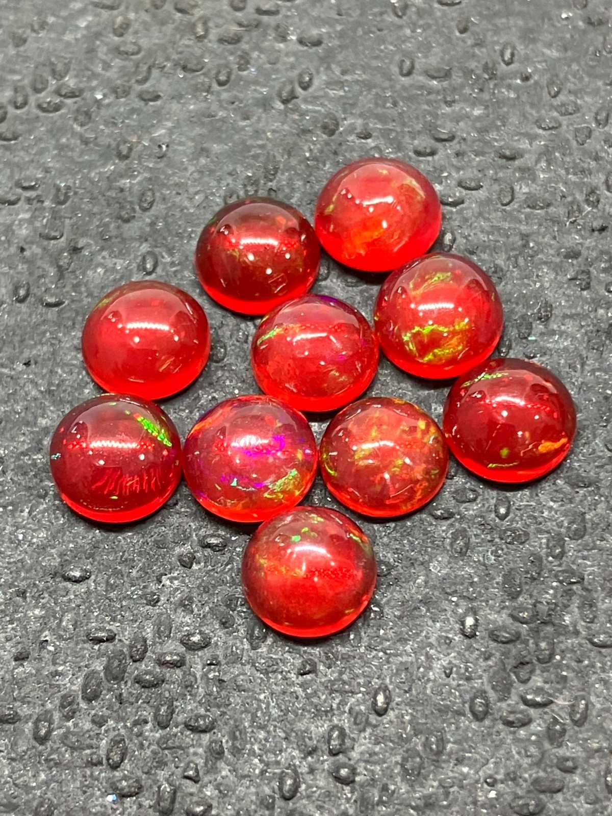 Red Opal Fire Round Flat Back Natural Ethiopian AAA Loose Gemstone For Jewelry