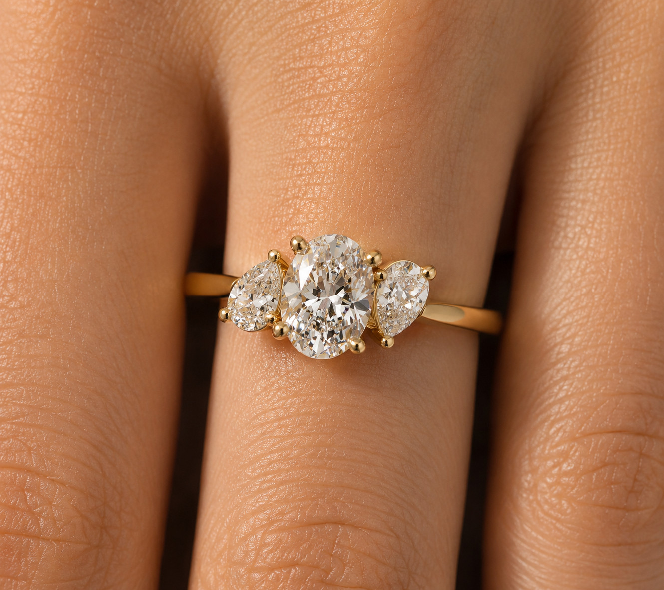 1.50 CTW Oval Lab Grown Diamond Three Stone Engagement Ring 925 Silver DEF VVSVS