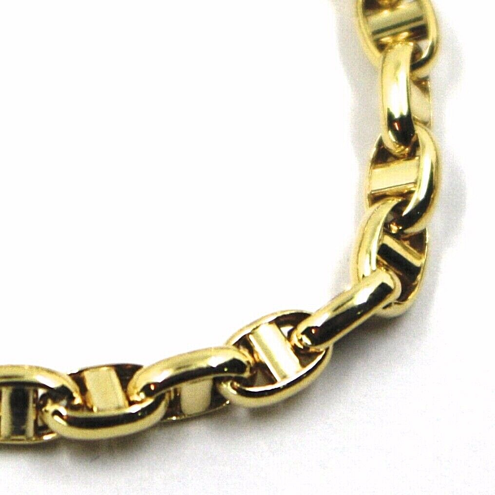 9K YELLOW GOLD NAUTICAL MARINER BRACELET OVALS 3.5 MM THICKNESS 7.5 INCHES, 19CM