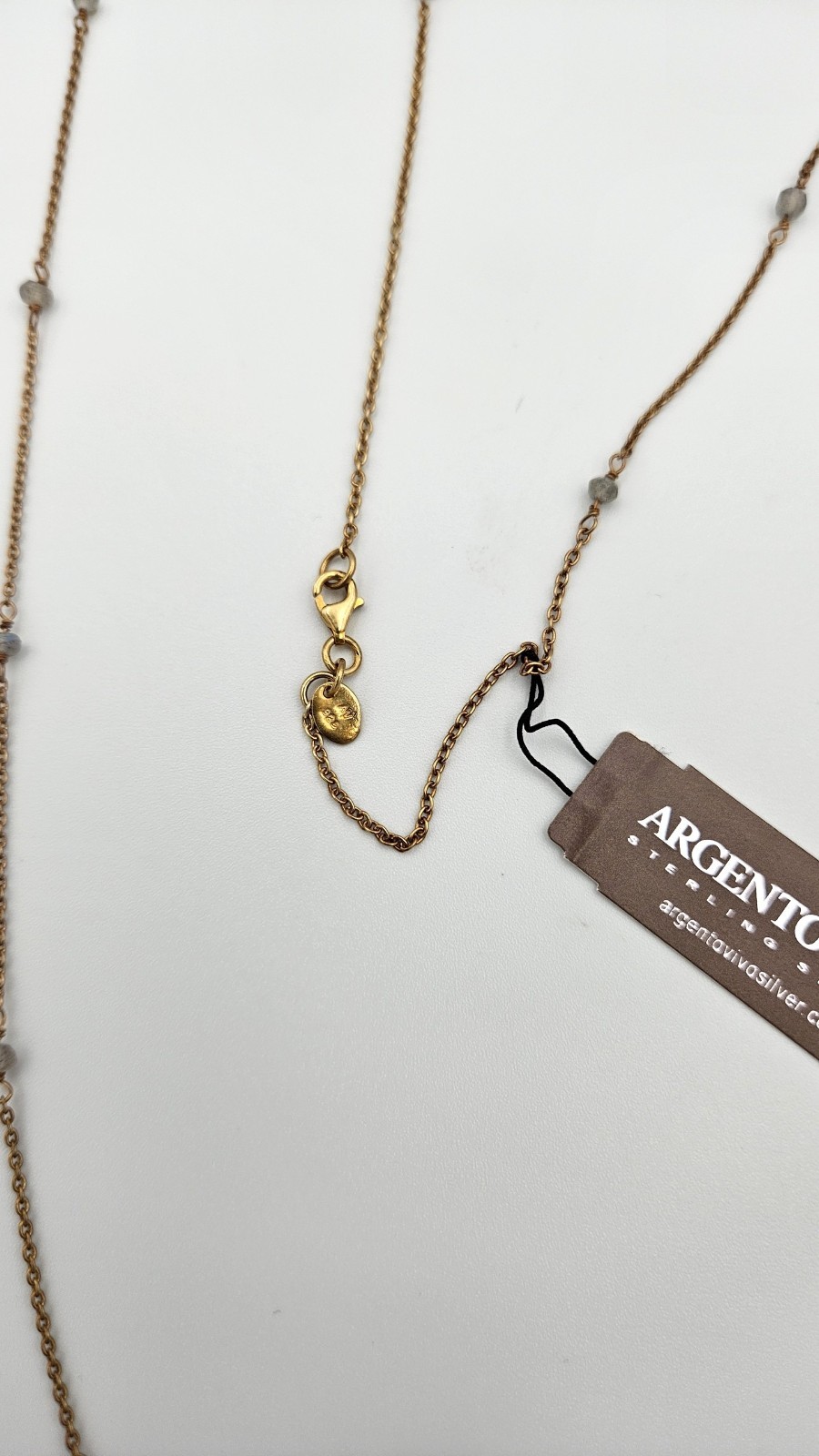 Argento Vivo Long Beaded Station Necklace 18kt Gold Plated Labradorite