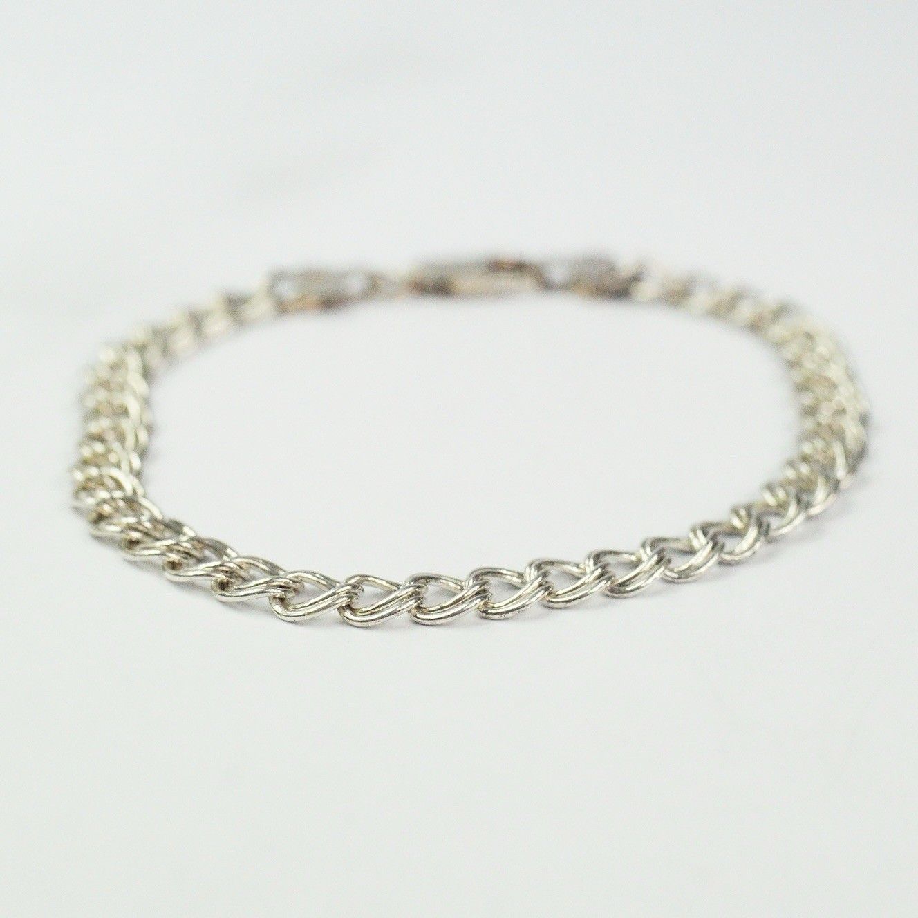 Sterling silver parallelo double link chain bracelet Italy Star 620 AR 7.71 g