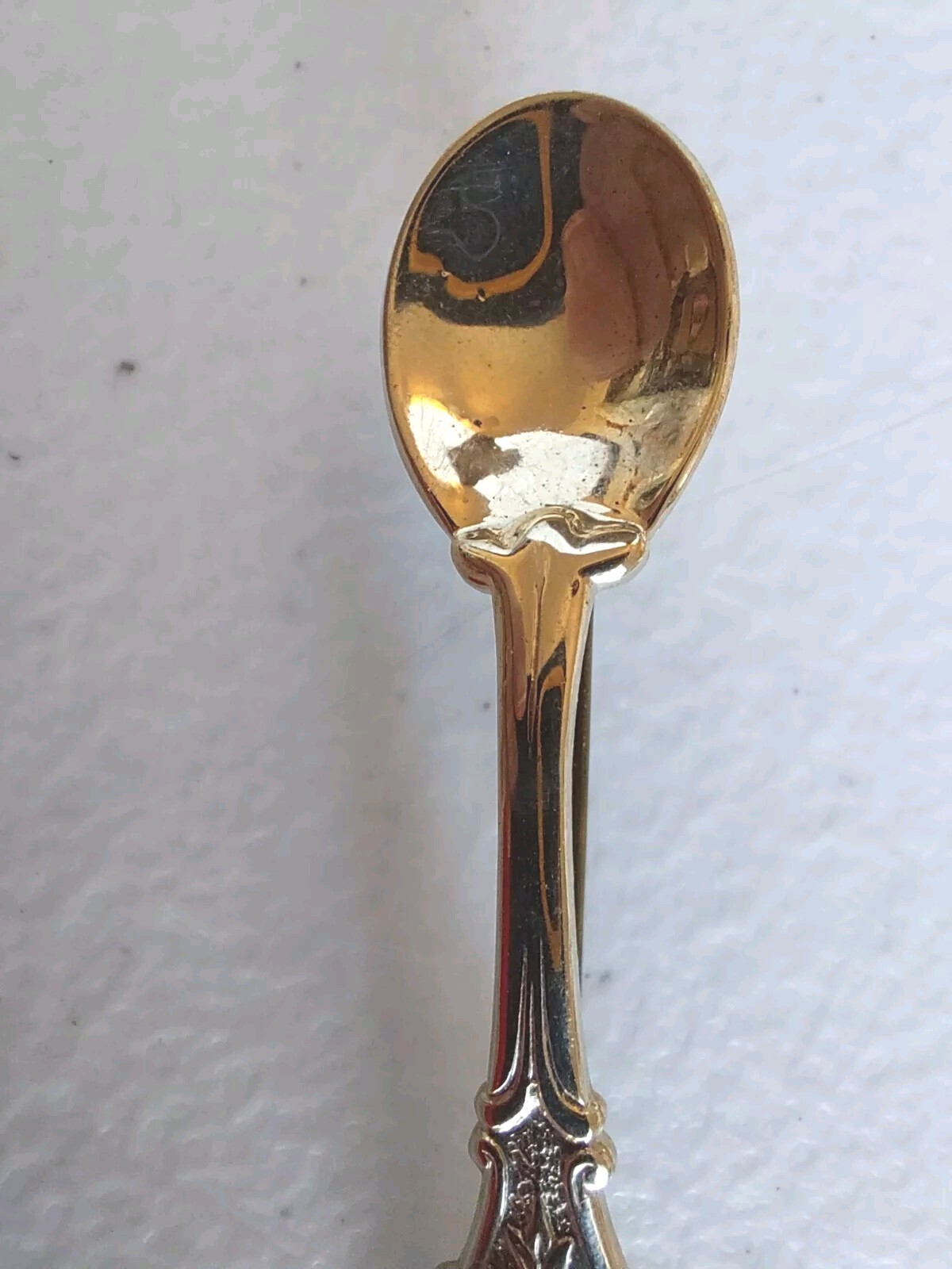Vintage Gold Tone Spoon Pin Brooch Ornate Filigree Approx. 2-6/16 Inches
