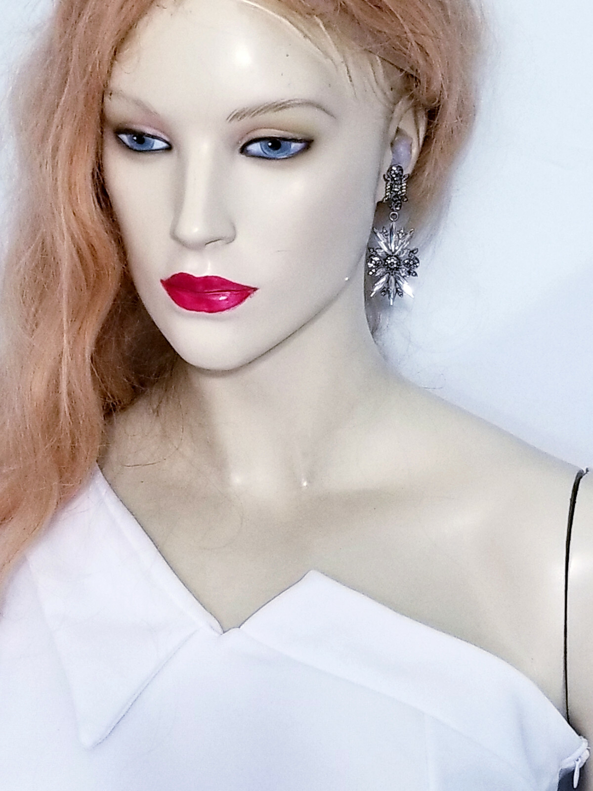 Rhinestone Chandelier Drop Earrings Steampunk Prom Pageant Jewelry 2.8 in Gray