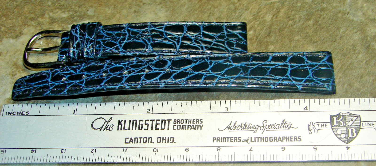 Men’s Stitched 17mm Navy Blue Alligator Leather Watch Band Strap Swiss Made NOS