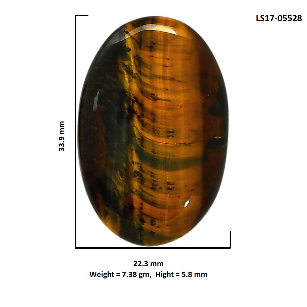 Natural Blue Tiger Eye 22.3×33.9×5.8 mm Oval Shape Polished Gemstone LS17-05528