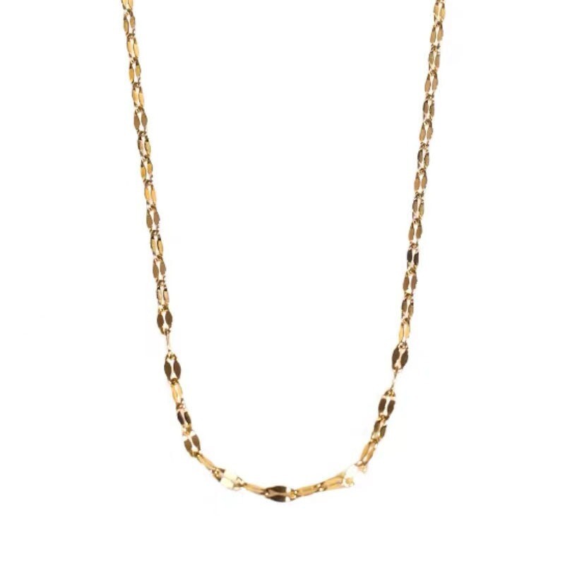 0.9mm Real Au750 Pure 18K Yellow Gold Chain Women Kiss Lip Link Necklace 17.9″