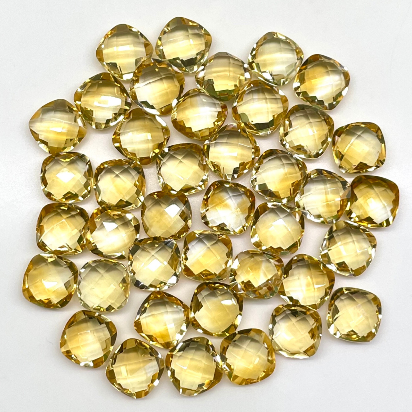 VVS 7 Pcs Natural Citrine 10mm Cushion Checker Cut Loose Gemstones Lot