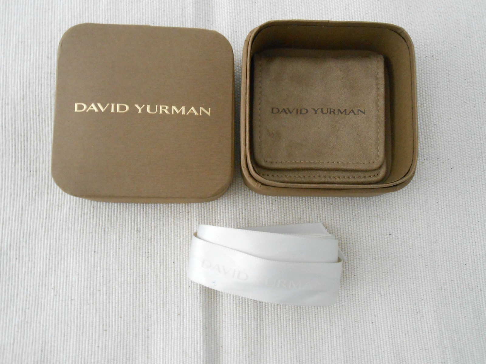 David Yurman Empty Jewelry Small Brown Pouch/Ribbon/ Box – 3.25″ x 3.25″