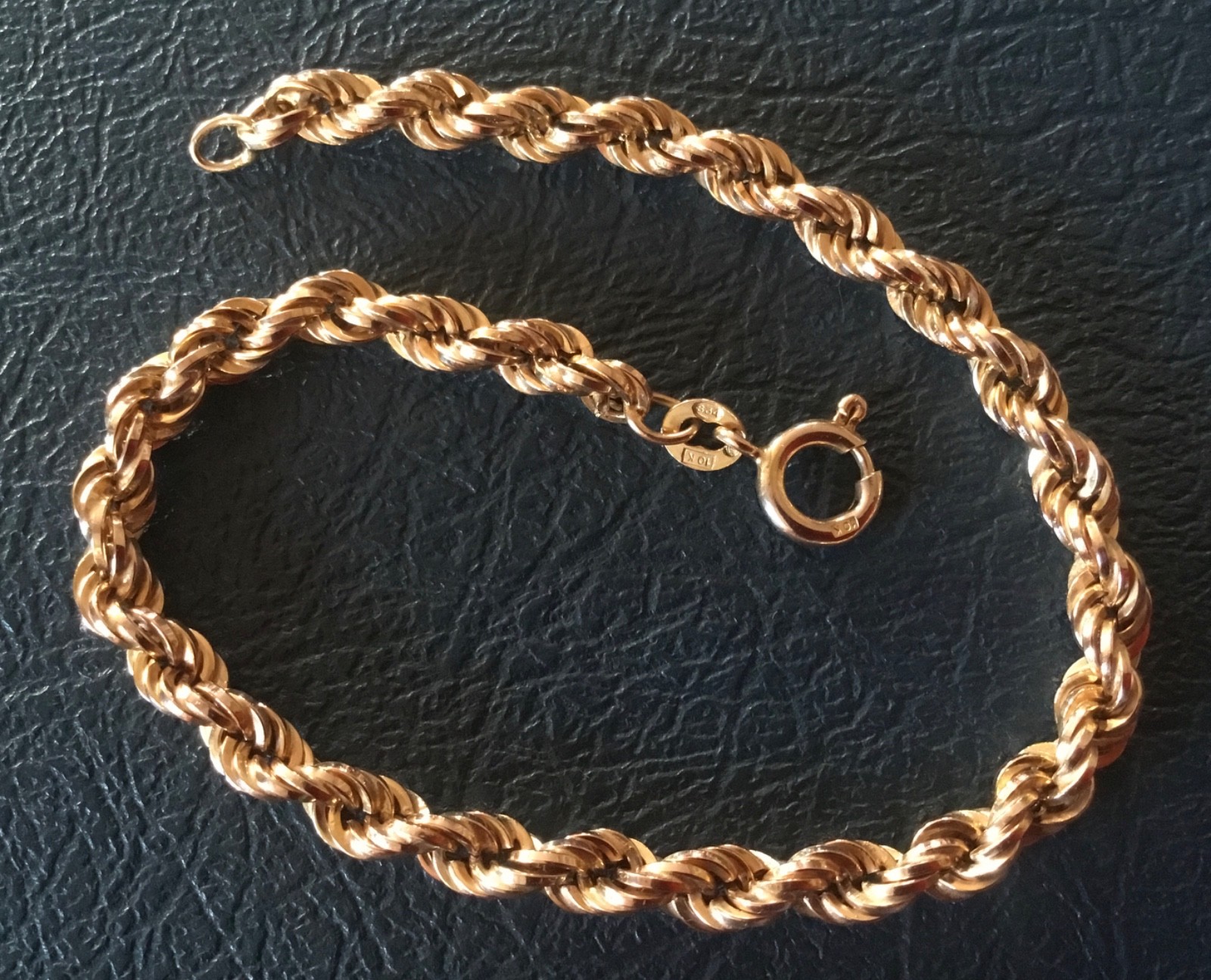 10K YELLOW GOLD 4 MM WIDE ROPE BRACELET 5.0 GRAMS 7 INCHES EXCELLENT CONDITION