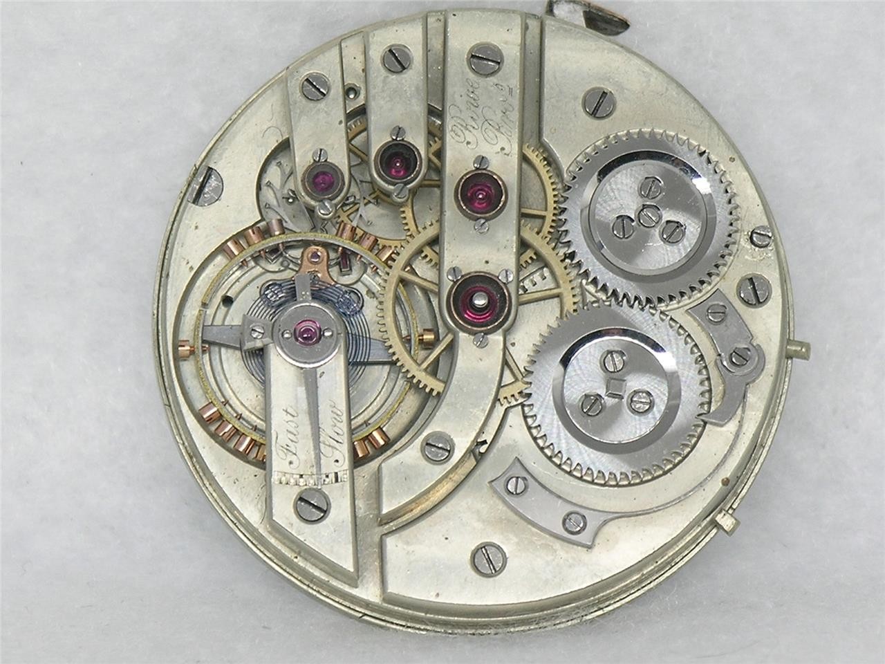 ANTIQUE 43MM ROWE BROS, CHICAGO 21 JEWEL SWISS LECOULTRE BRIDGE MOVEMENT & DIAL