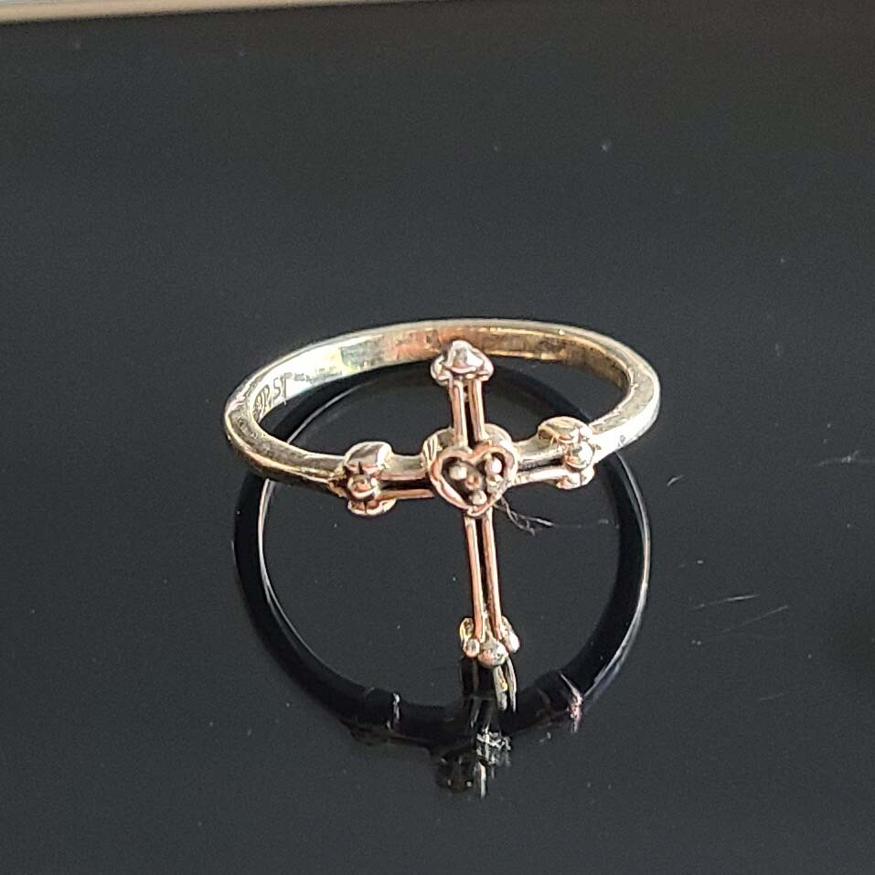925 Sterling Silver Tiny Christian Jesus cross Ring All Size Available Christmas