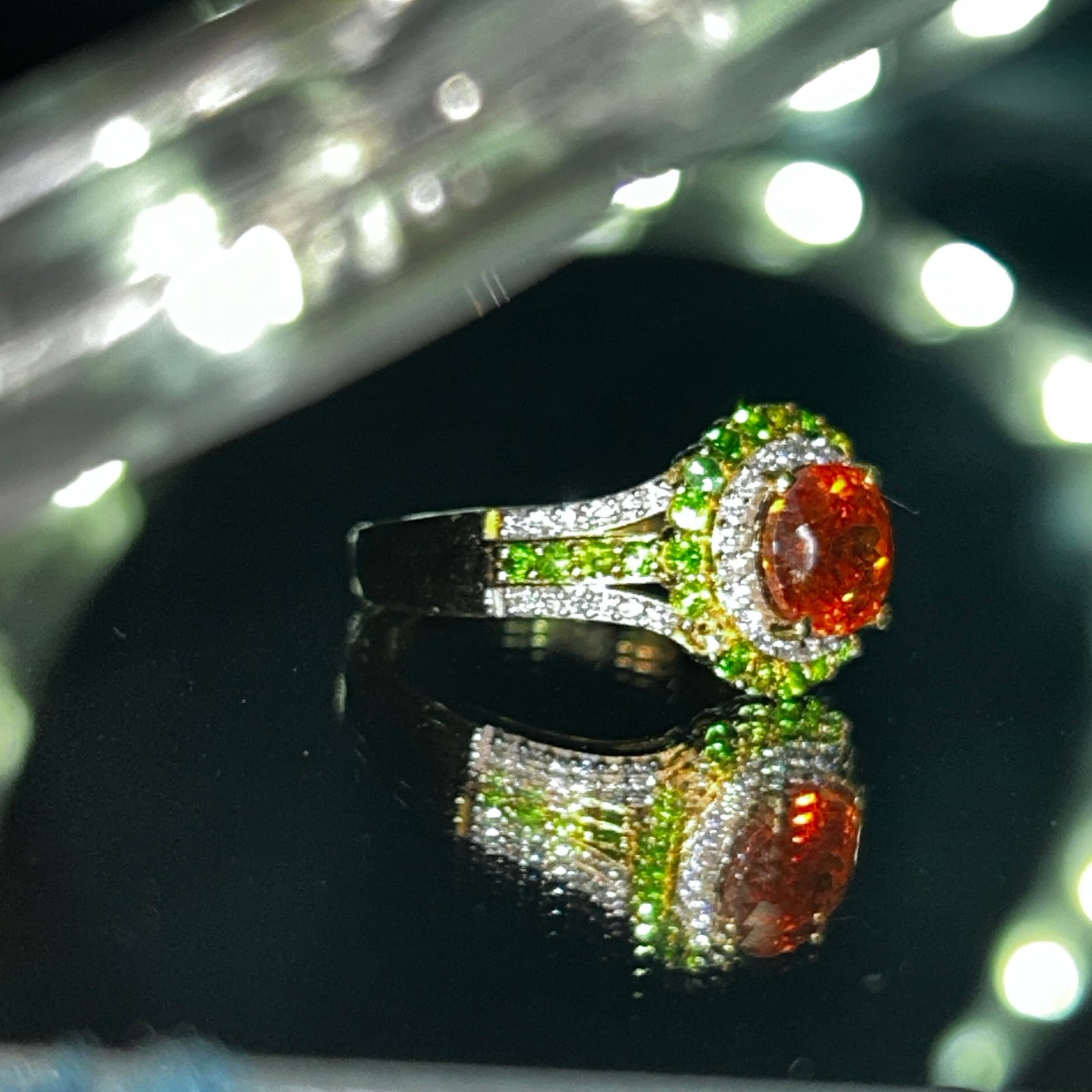 Stunning 1.86 carat Picos Altos Sphalerite ring 18k vermeil over 925 sterling