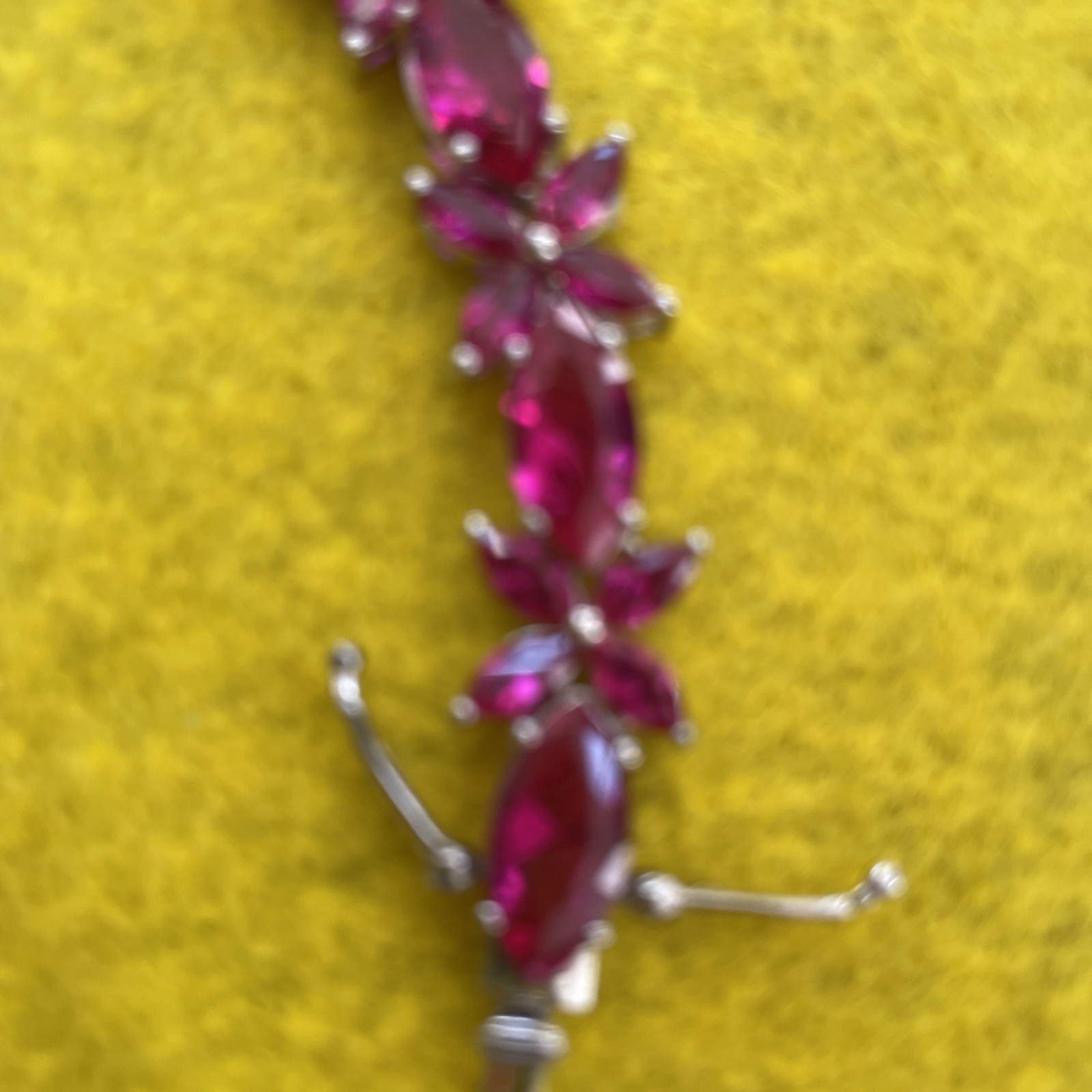 24.76 CTW 7.2” Lab Created Marquise Ruby & 925 Silver Bracelet – 21 Grams