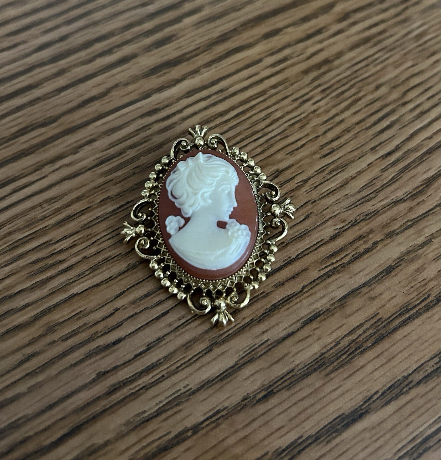 Vintage Avon Cameo Locket Brooch, Avon Compact Perfume Brooch Pin