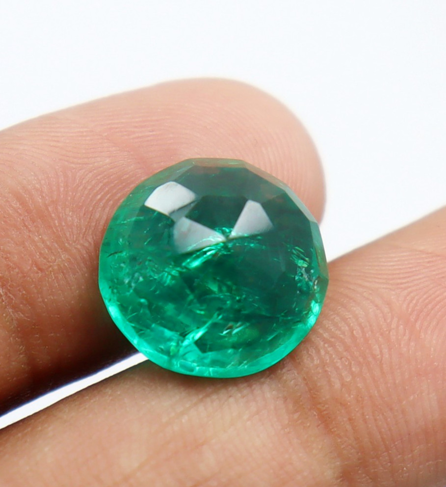 9.65 Ct Round Cut Certified Natural Colombian Green Emerald Loose Gemstone