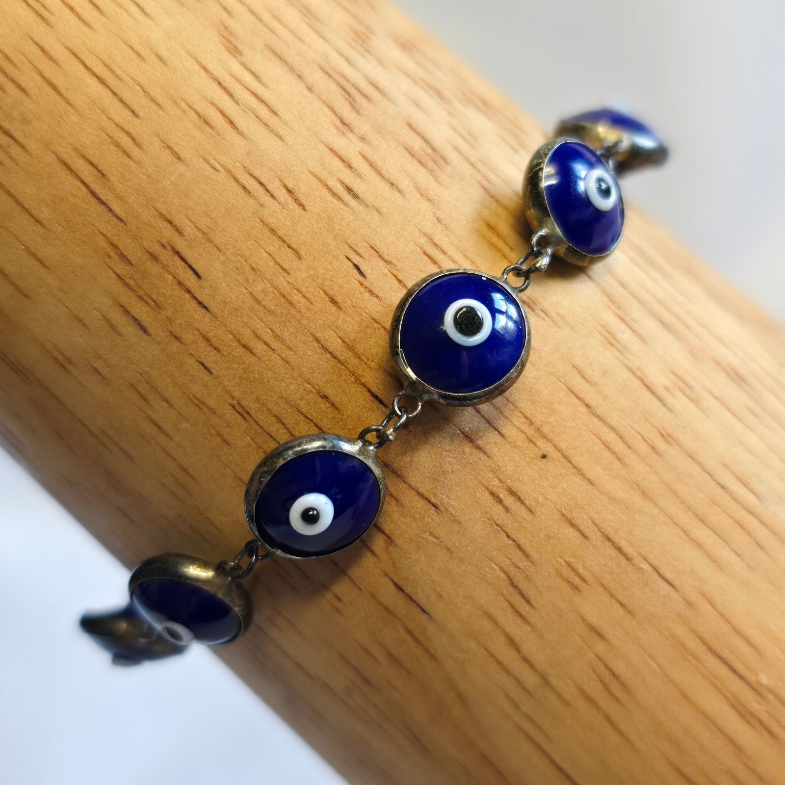 Sterling Silver Evil Eye Bracelet 7.83g Fine Jewelry 7.25″ Lobster Clasp