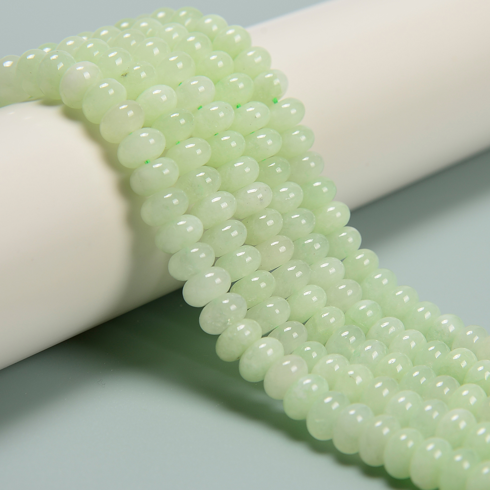 Light Lemon Color Dyed Jade Smooth Rondelle Beads Size 5x8mm 15.5” Strand