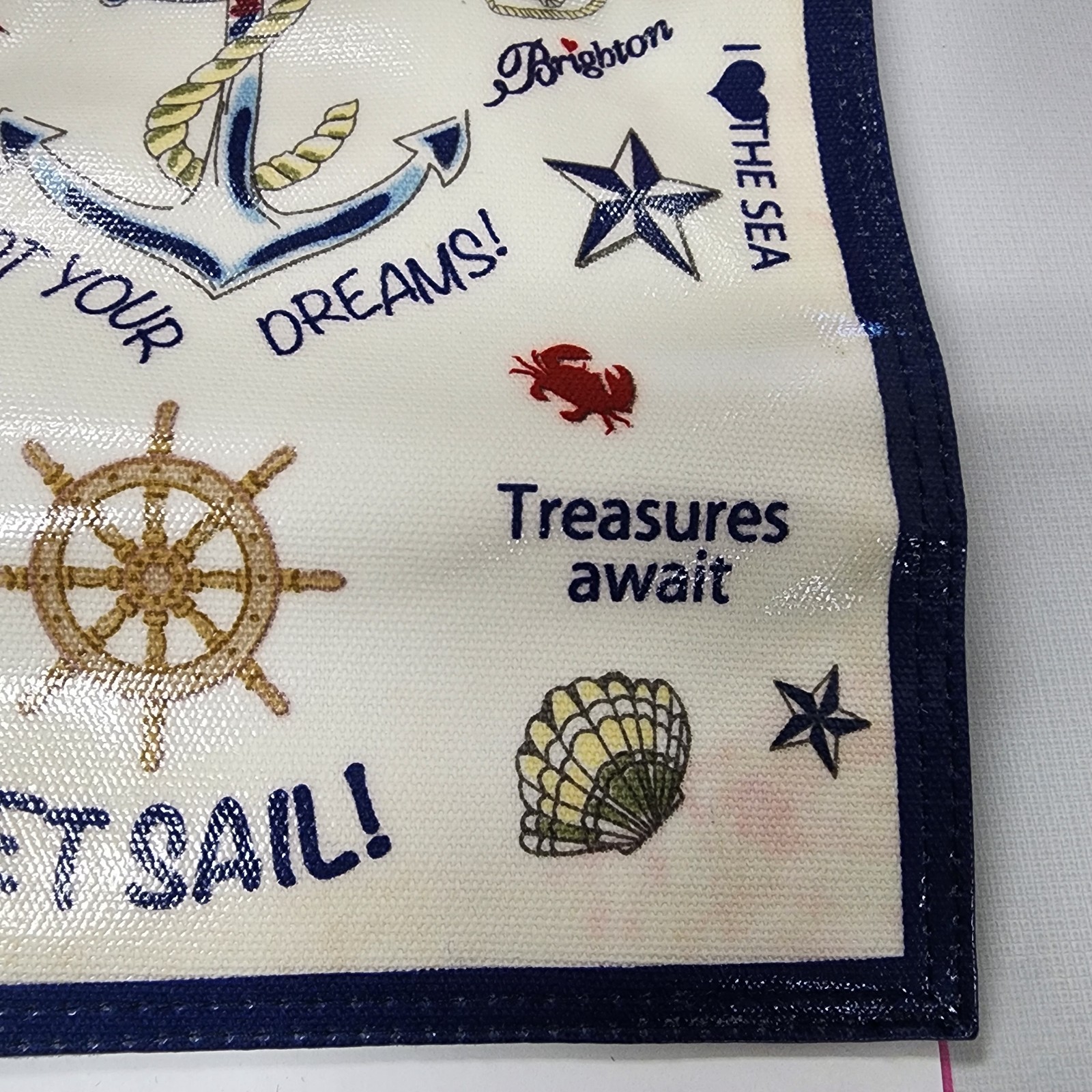 Brighton Nautical Travel Jewelry Roll Blue Velvet Lined Zippered Compartments