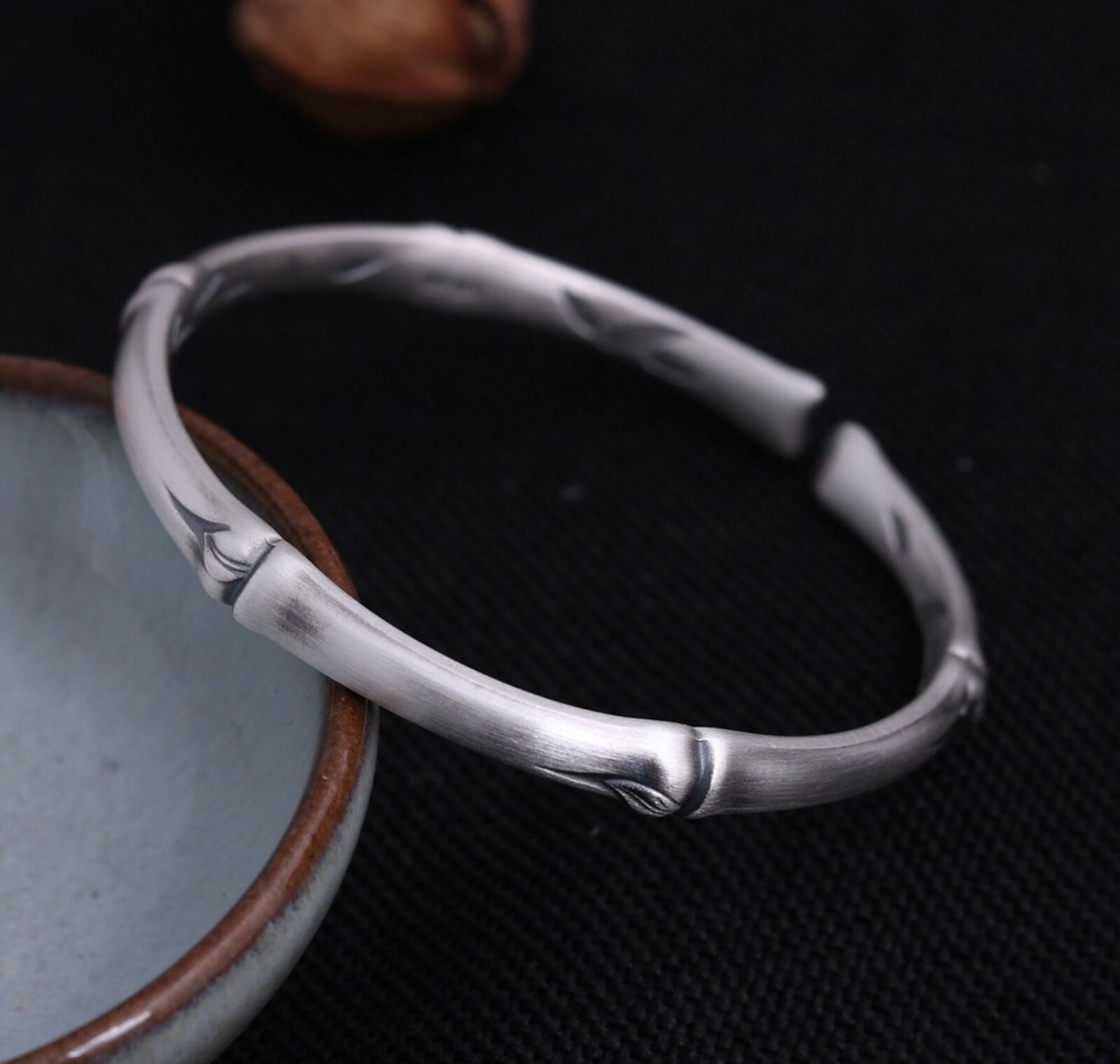 A25 Bangle Bracelet Bamboo Ethnic Jewellery 60mm Fine Silver Silver 999