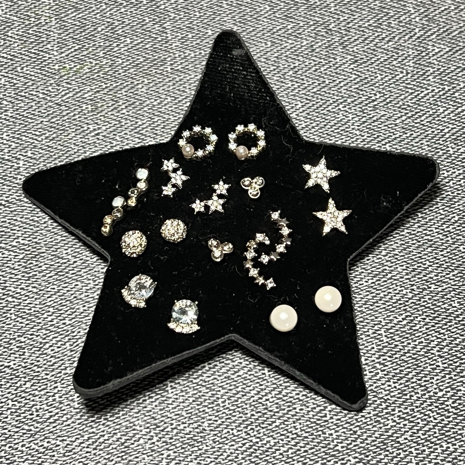 NWT LOFT Ann Taylor Pave Moon Small Assorted Stud Earrings Set Stars Gold Silver