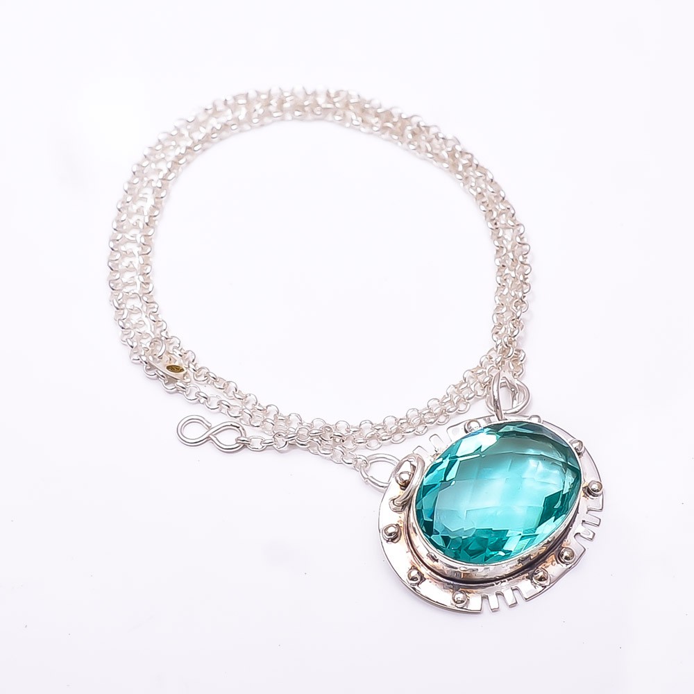 Apatite 925 Sterling Silver Chain Pendant 19-23″ C1 Gift for her, Christmas Gift