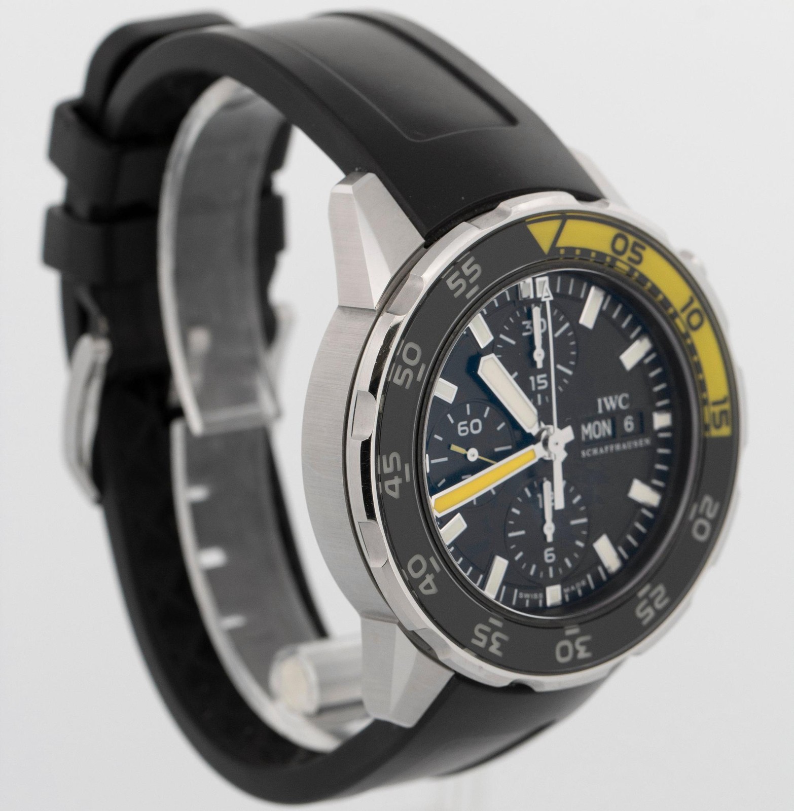 PAPERS IWC Aquatimer Chronograph Steel 45mm Yellow Day Date Watch IW376709 BOX