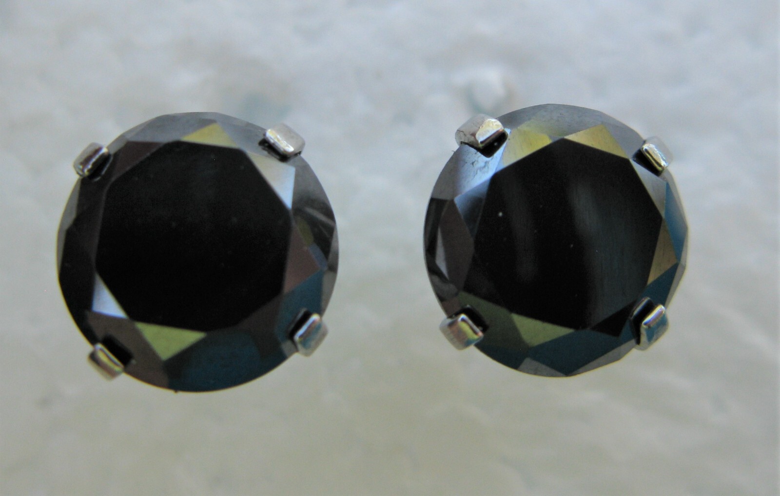 4.10ctw SCREW BACK 100% REAL BLACK DIAMOND EARRINGS,CERTIFICATE,FREE DIA TESTER