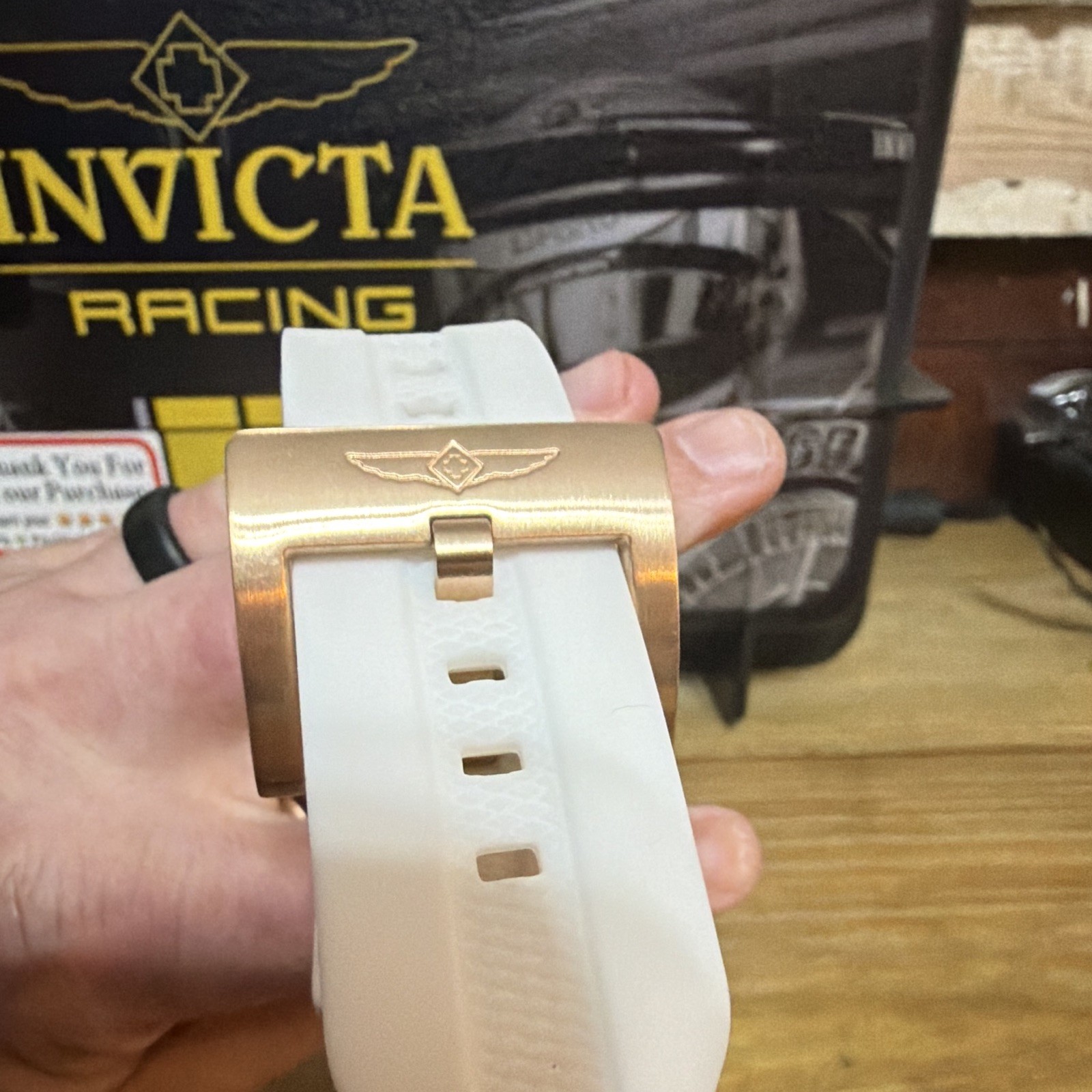 Invicta Pro Diver Men’s Quartz Date Day 24-Hour White Dial Gold Tone White Strap