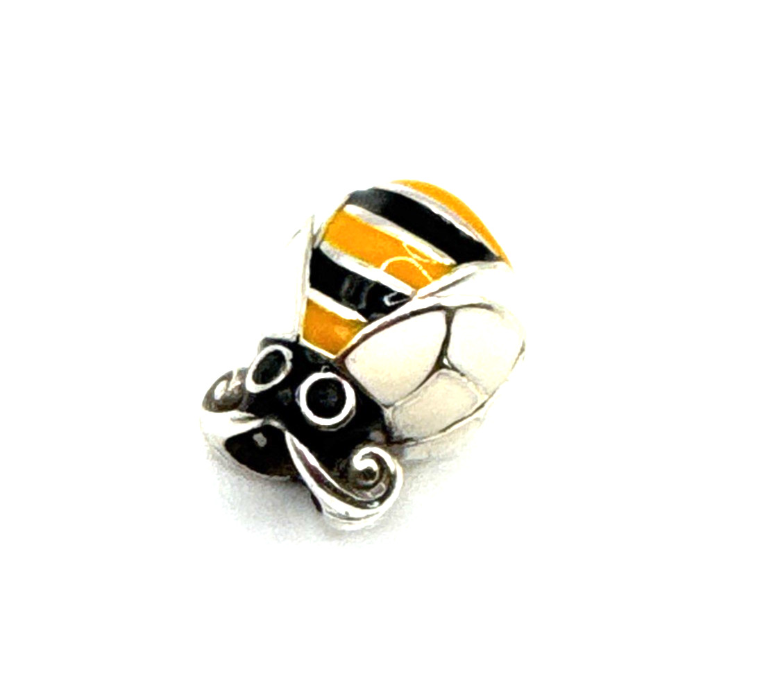 Brighton Bumble Bee Black Yellow Garden Bug Crystals Silver Spacer Bead