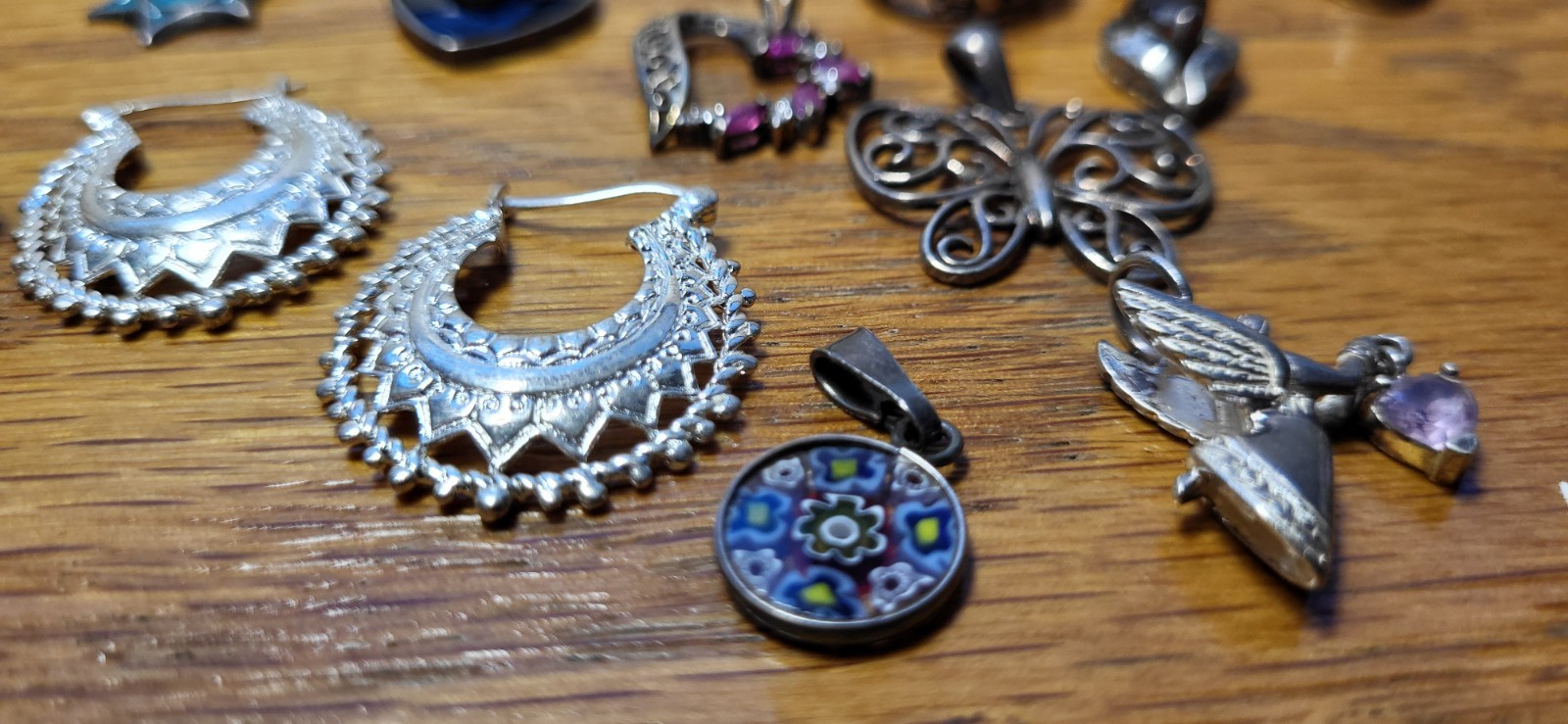 70+grams 22 Pices MARKED 925,SILVER EARRING,PENDANTS, BRACELET.WEARABLE,SELLABLE