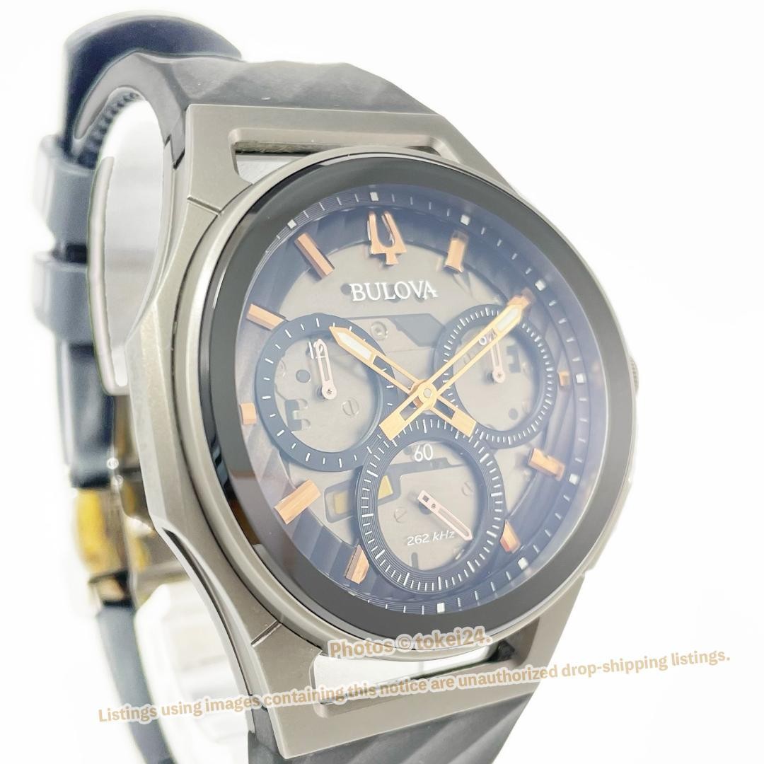 BULOVA Curv Chronograph 98A162 Black Dial Titanium Quartz with Box