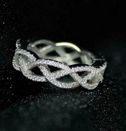 Beautiful Fully Infinity Band In 935 Argentium Silver & White 0.89CT Diamonds
