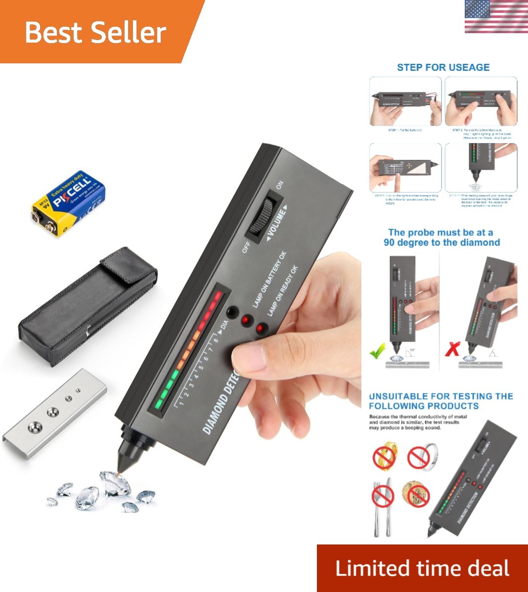 Diamond , Professional Jewelers’ Gemstone Detector, High Accuracy Diamond Checke