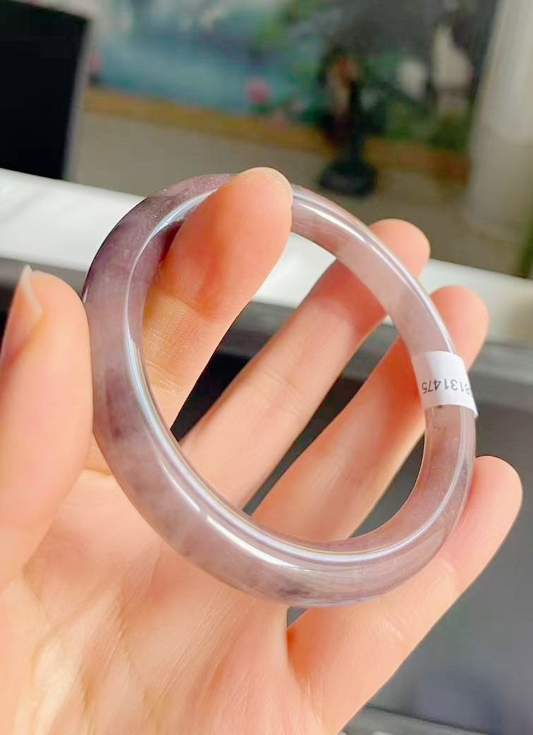 Certified Grade A purple 55-56mm Natural Burma Jade jadeite Bangle Bracelet