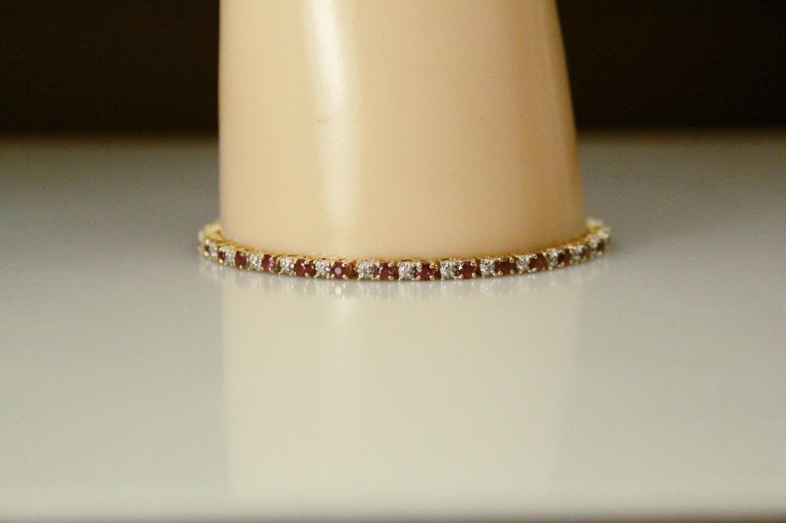 14K Yellow Gold Round Ruby & Diamond 7.5″ Tennis Bracelet 8.8 Grams (BR5028)