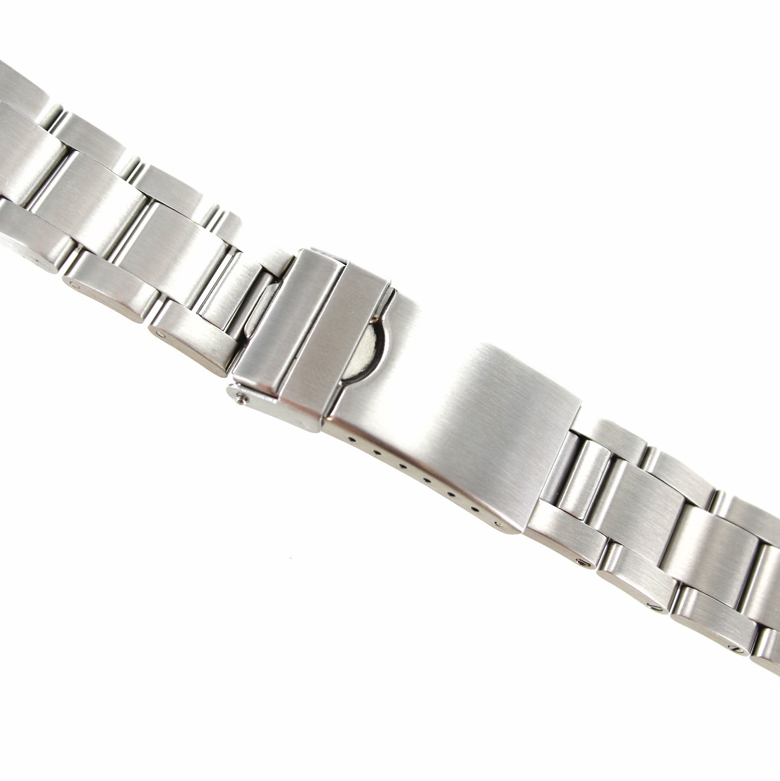 22mm Milano Curved End Semi Solid Stainless Steel Safety Deployment Watch Band