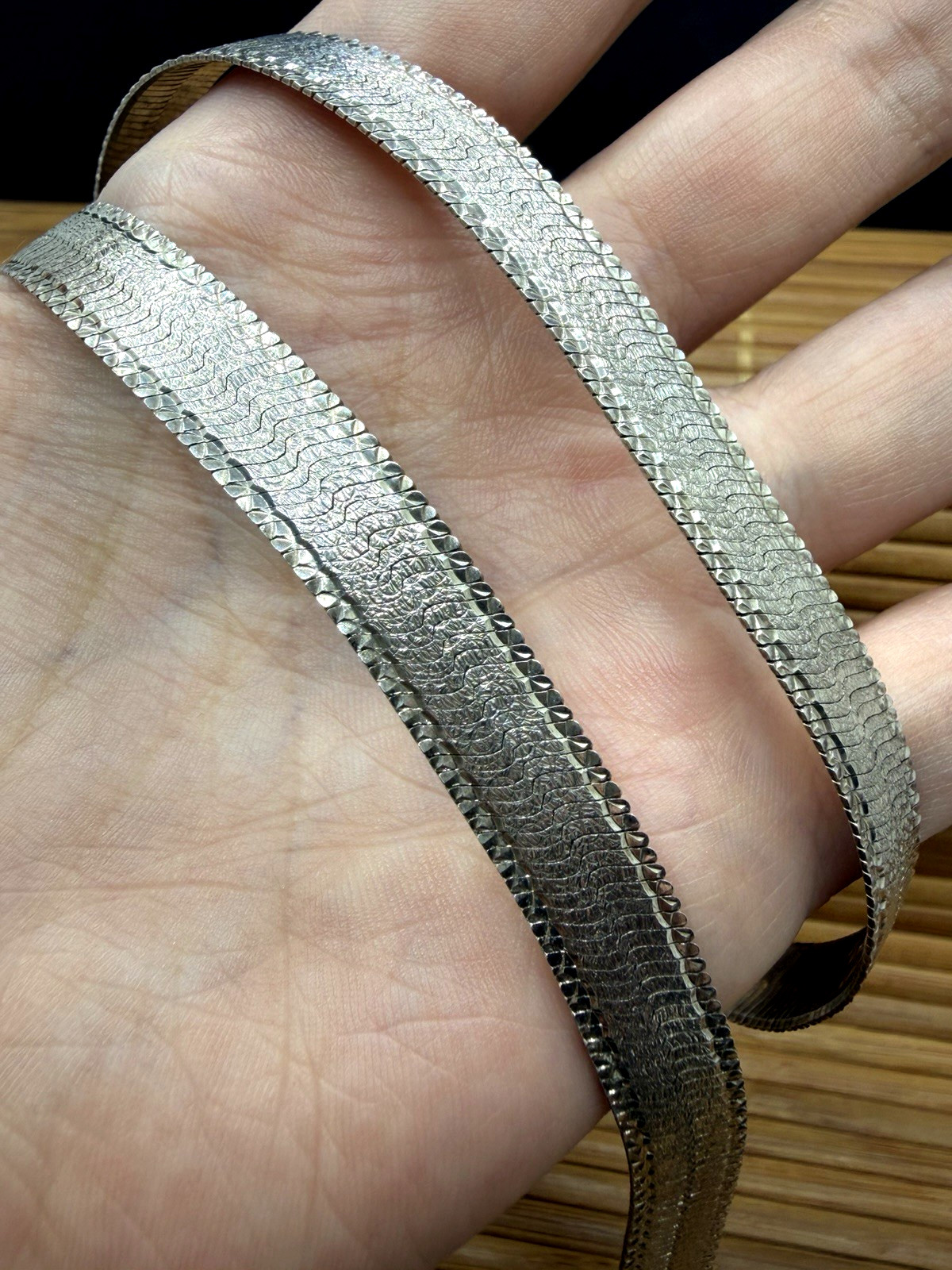 MILOR Italian Sterling Silver Herringbone Chain Necklace