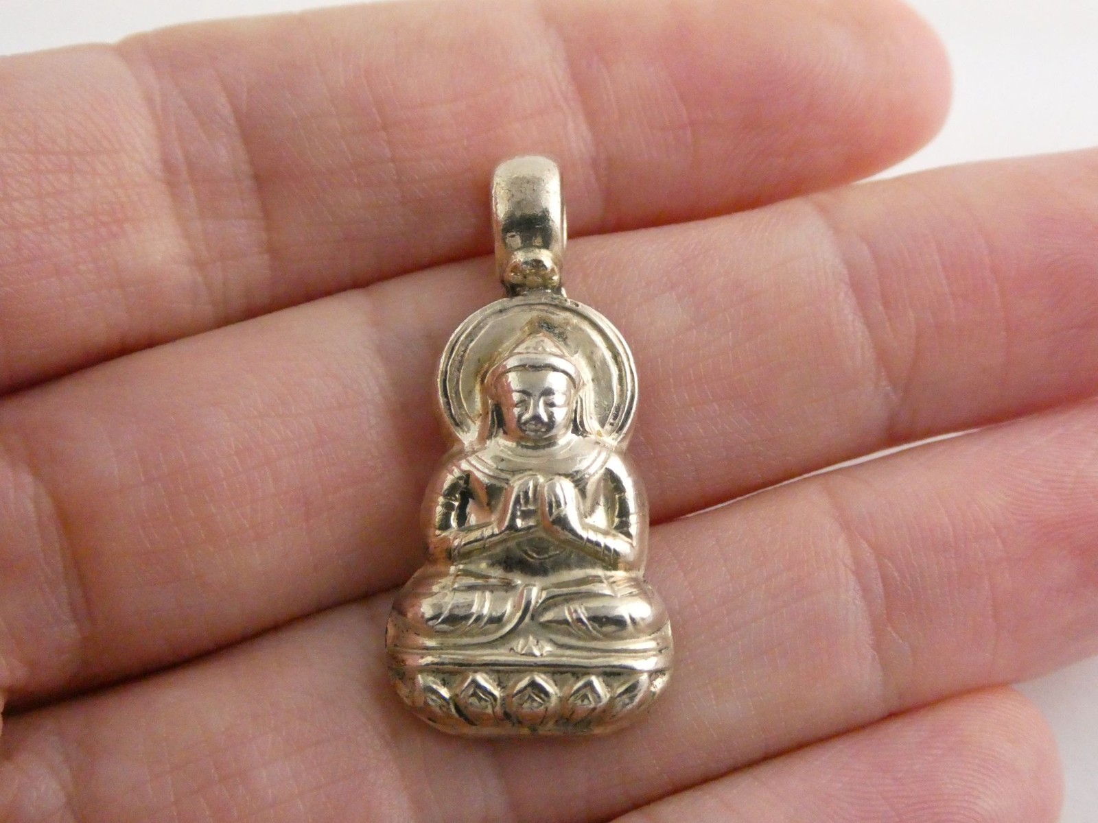 Vintage Sterling Silver Puffy Buddha Statue Pendant Nirvana 5.2g 1.25 Inch Long