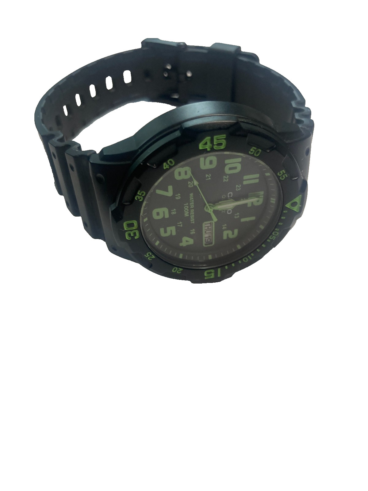 Casio Analog Watch 100M WR Day Date Green Dial Sport Dive Men