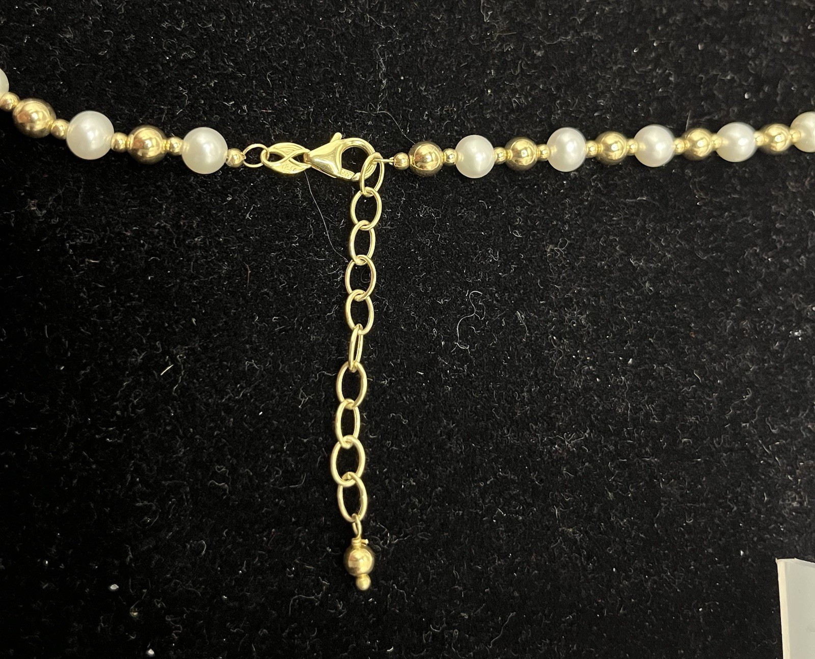 EternaGold Yellow Gold Pearl Beaded Necklace 18″-20″ Stamped 585=14k Signed EG