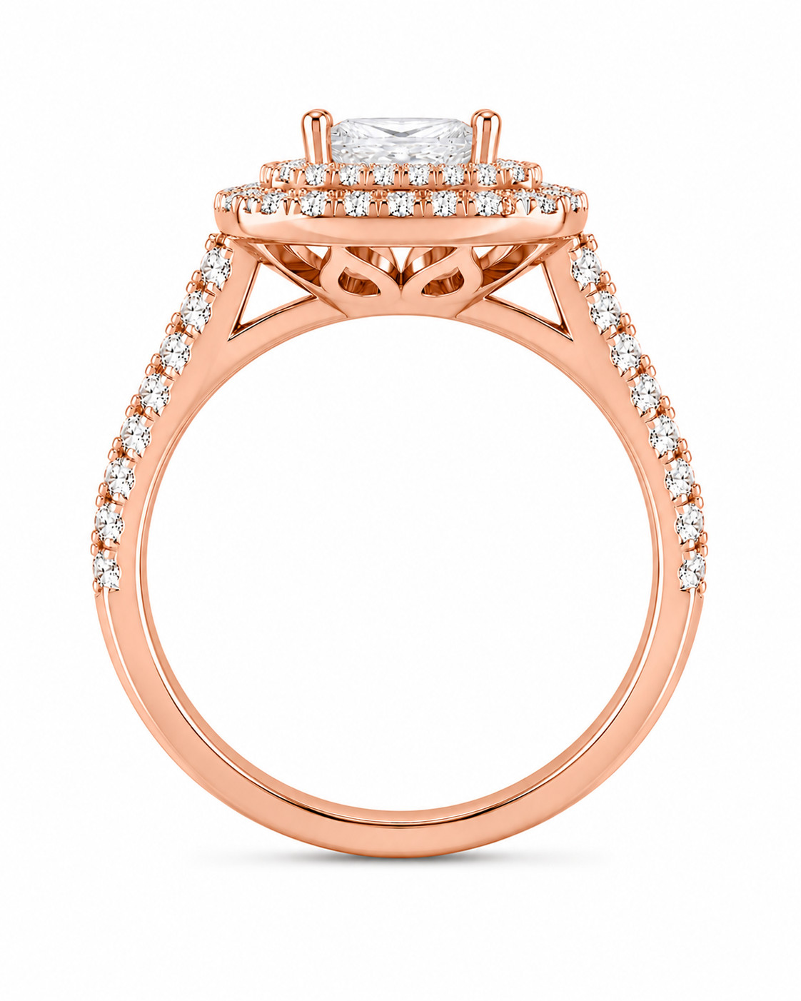 1.00Ct Pear & Round Moissanite Halo Engagement Ring in 925 Silver for Women