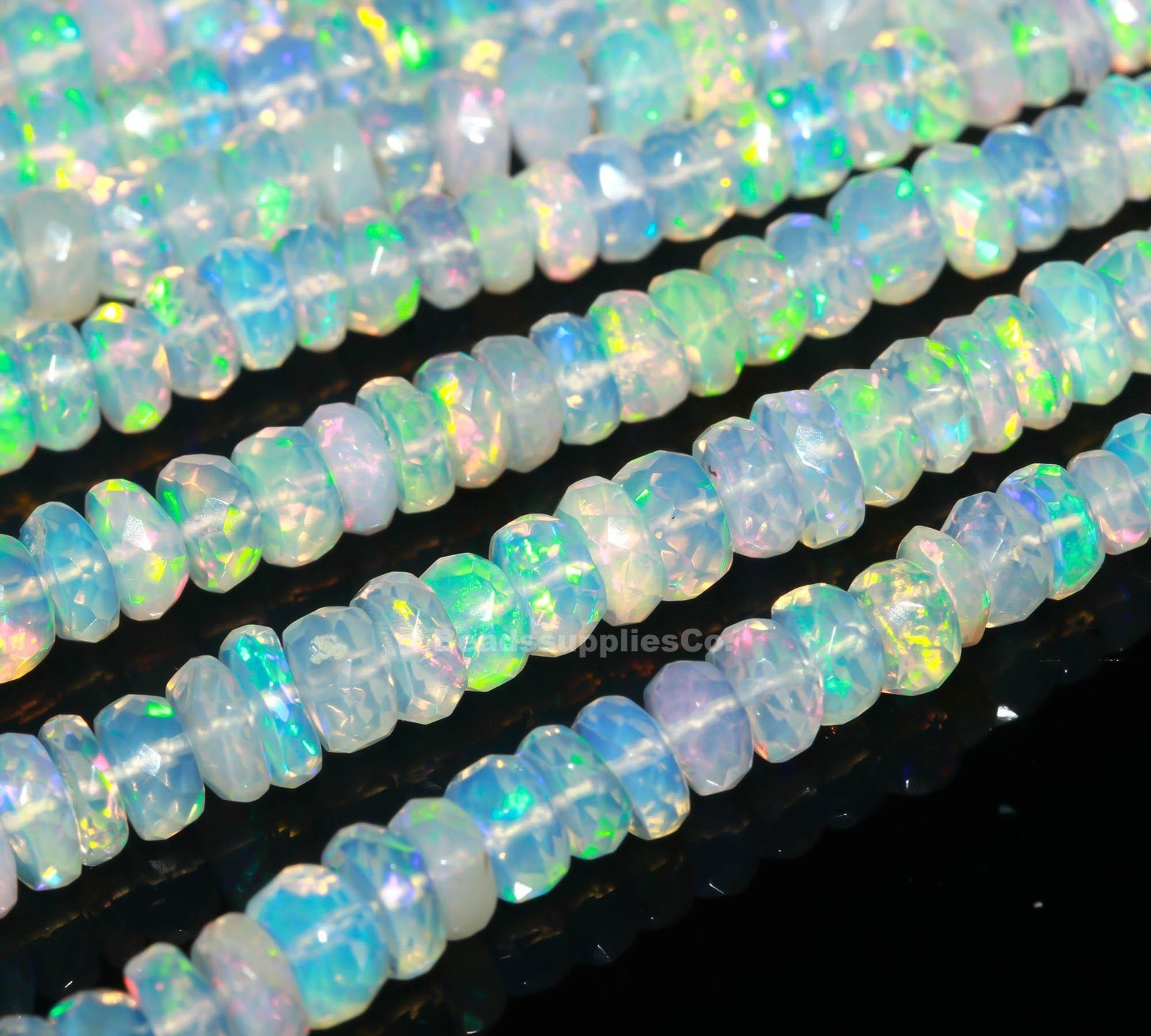 Faceted Ethiopian Opal Rondelle Beads: AAA+ Welo Opal