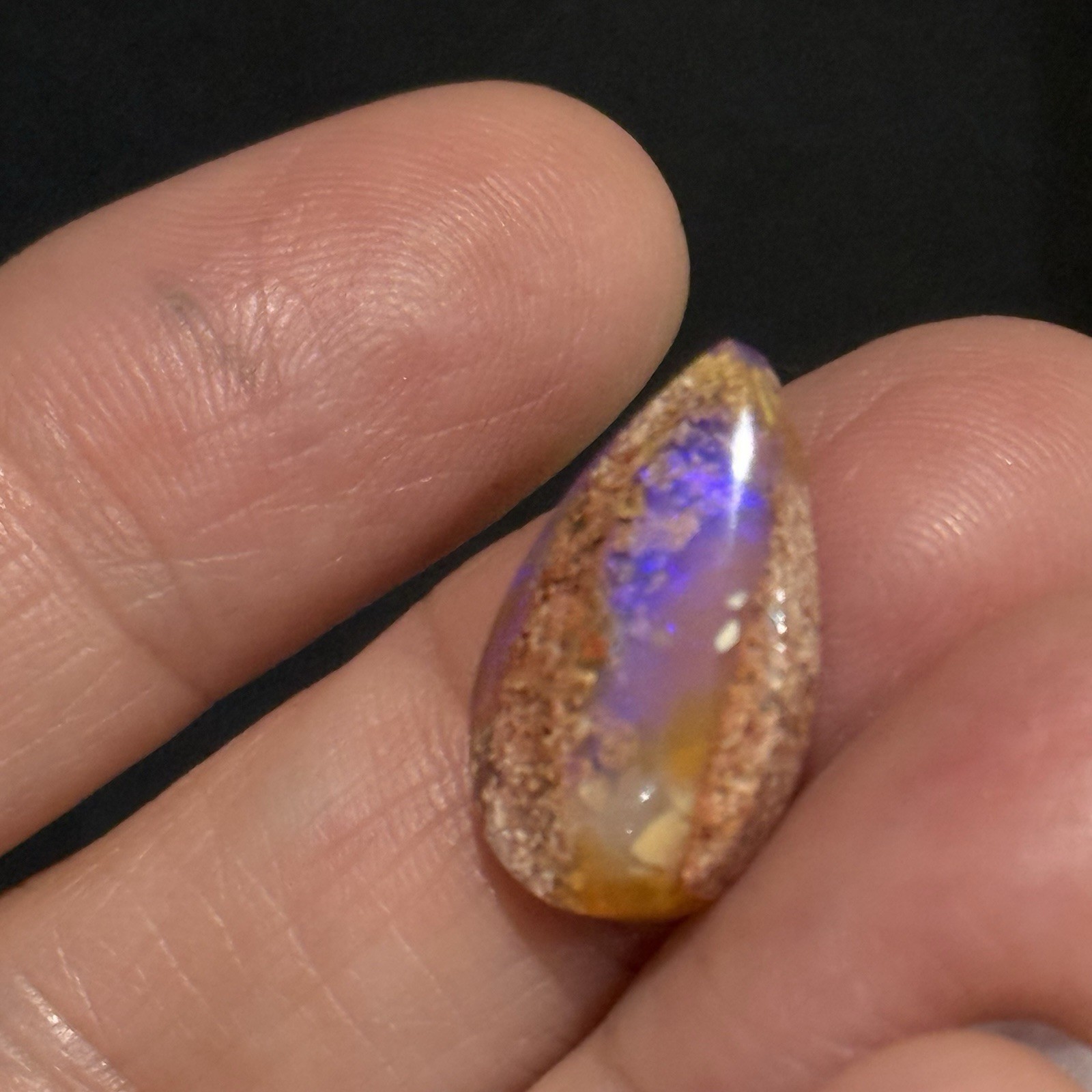 5.85ct 19.2x11x4.7mm Purple Crystal Pipe Australian Boulder Opal Cabochon Gem