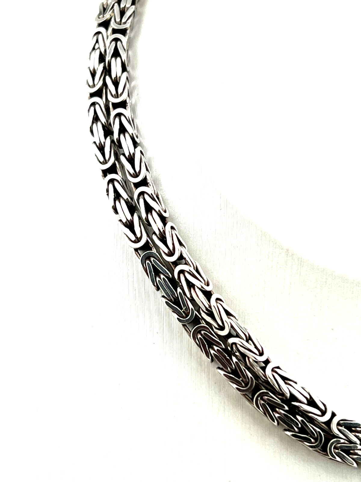 Byzantine chain necklace 925 Sterling silver square chain 24″ long solid 32.9g