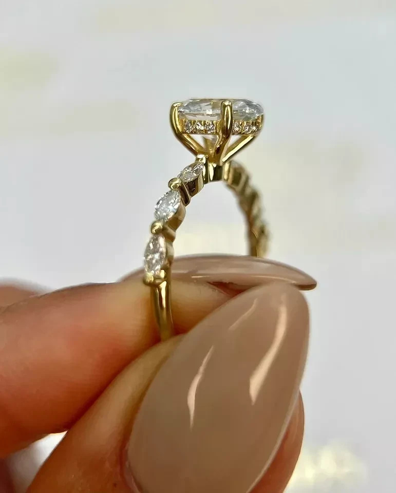 IGI Certified 1.80 Ct Diamond Ring Oval Cut 14k Yellow Gold Lab Grown VVS E F